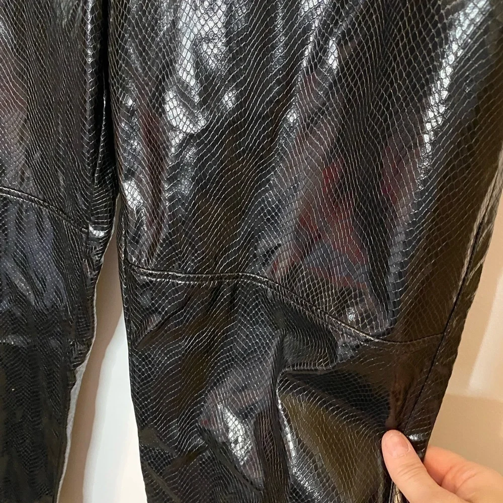 1980s Black Snake Skin Pleather High Waisted Pants